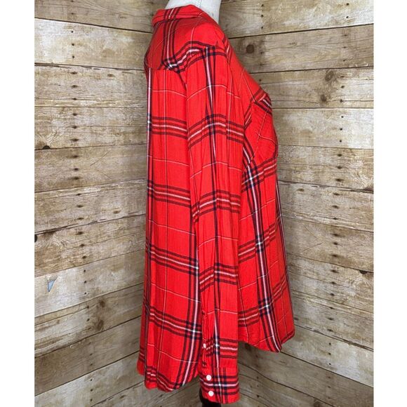 A NEW DAY RED PLAID EVERYDAY CASUAL CLASSIC RAYON BUTTON FRONT SHIRT SZ. XL - Picture 2 of 3